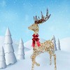 Champagne Woven Standing Reindeer Elegant Lighted Christmas Decoration - 4 of 4