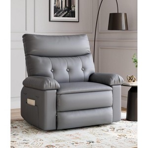 27" Oversized Vintage PU Leather Recliner Chair with Cup Holders and Side Pockets, Comfortable Lounge Chair for Living Room and Bedroom - 1 of 4