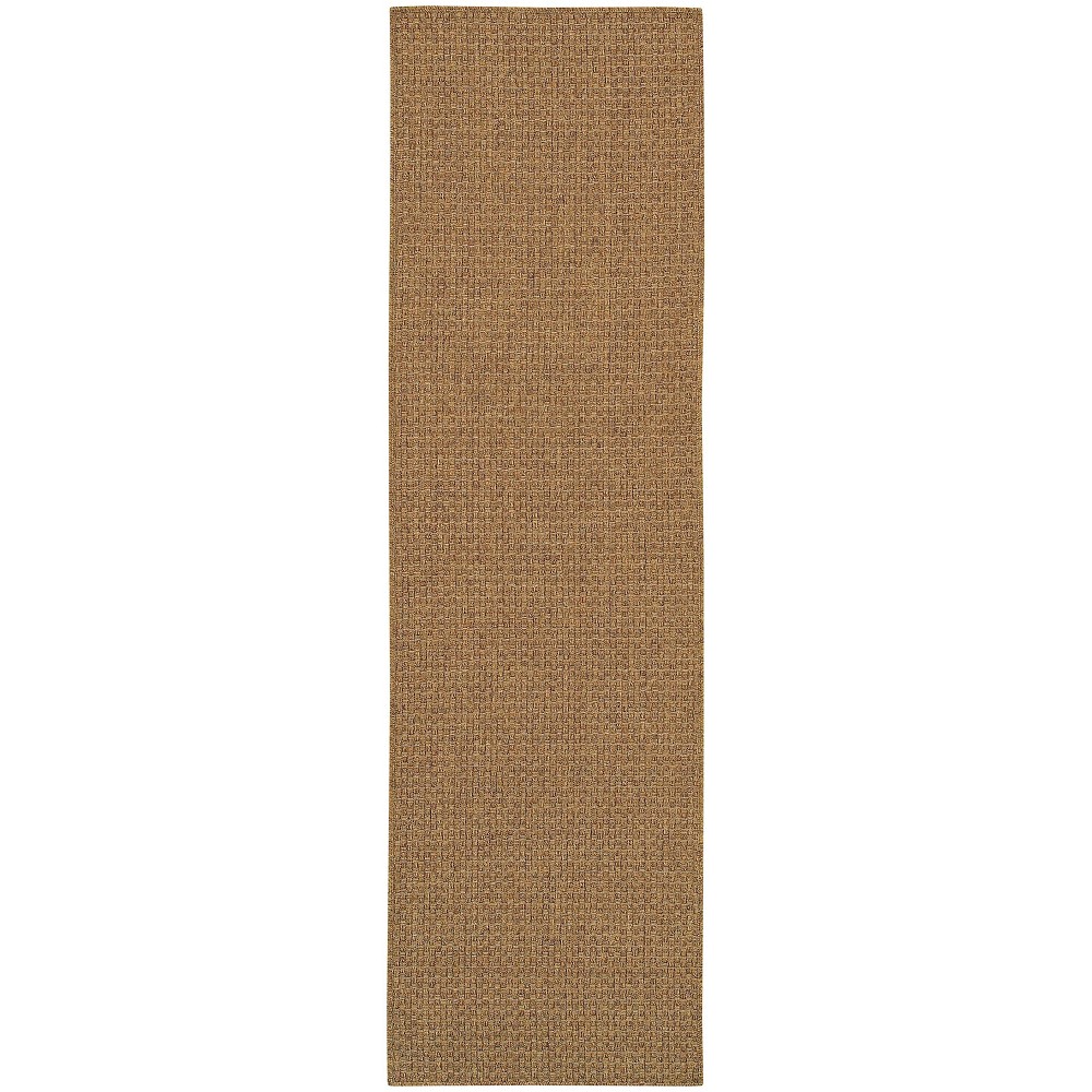 Photos - Area Rug 2'3''x7'6'' Keaton Basket Weave Patio Rug Tan: Outdoor, Quick-Dry, Stain & Fade Resistant, UV-Protected, Polypropylene