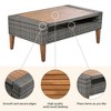 6-Pieces Outdoor PE Rattan Conversation Sofa Set with Coffee Table and 2 Ottoman - 4 of 4