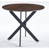 NicBex 35.43" Mid-century Round Dining Table,Kitchen Table with MDF Table Top and Metal Cross Legs for 2-4 Seaters,Black Brown - 4 of 4