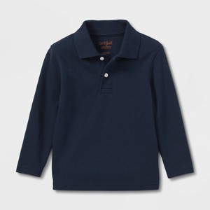 Toddler Boys' Long Sleeve Interlock Uniform Polo Shirt - Cat & Jack™ - 1 of 3