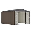 NicBex 10*10ft Modern Outdoor Storage Shed with Lockable Doors Weatherproof Galvanized Metal Garden Shed for Garden, Lawn, Patio, Brown - 4 of 4