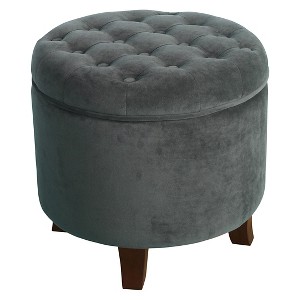 Velvet Round Storage Ottoman - HomePop, Grey