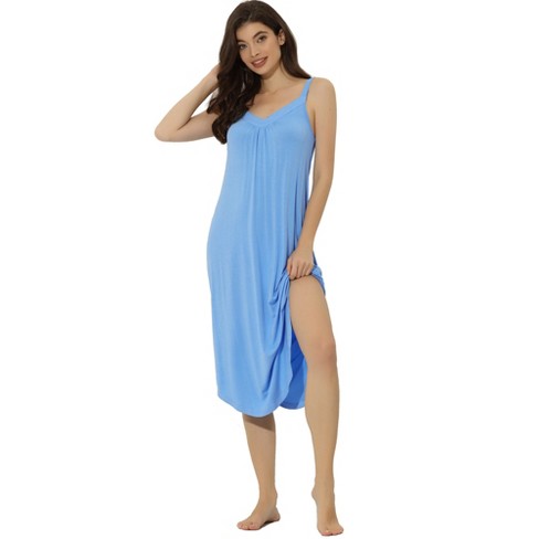 Allegra K Women's V Neck Soft Cami Nightdress Lounge Nightgowns Blue  X-small : Target