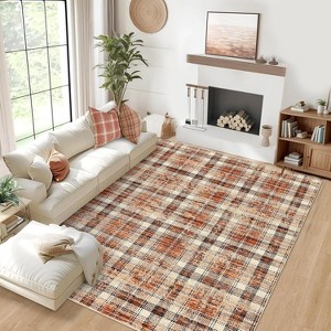 Washable Area Rug Non-Shedding & Easy Care Mat for Kitchen Dining Room Living Room Bedroom Home Decor, Modern Farmhouse Foldable Thin Non Slip Carpet - 1 of 4