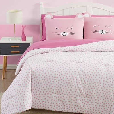Pink Polka Dot Queen Microfiber Bed in a Bag Set