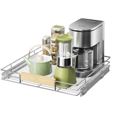 LOVMOR Pull Out Cabinet Organizer with Wooden Handle