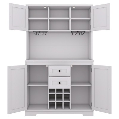 TiramisuBest 72" Freestanding Kitchen Pantry Cabinet with 3 Drawers&6 Adjustable Door Shelves for Bathroom/Dining Room/Office/Entryway (Black)