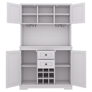 TiramisuBest 72" Freestanding Kitchen Pantry Cabinet with 3 Drawers&6 Adjustable Door Shelves for Bathroom/Dining Room/Office/Entryway (Black) - 1 of 4