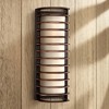 John Timberland Modern Outdoor Wall Light Fixture Rubbed Bronze Grid 16 3/4" Frosted Glass Cylinder for Exterior Porch Patio - 2 of 4