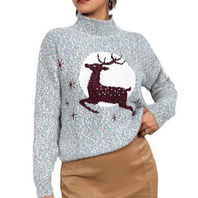 Coolmee Women's Christmas Sweaters Sweatshirt Crew Neck Soft Warm Pullover Tops Funnny Xmas Sweater
