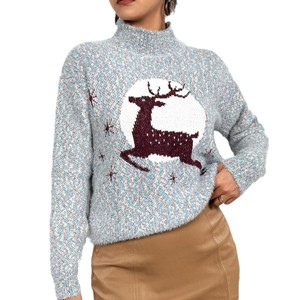 Coolmee Women's Christmas Sweaters Sweatshirt Crew Neck Soft Warm Pullover Tops Funnny Xmas Sweater - 1 of 4