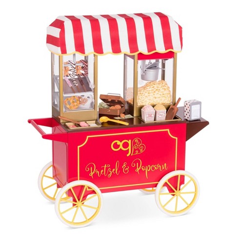 Our Generation Retro Pretzel & Popcorn Play Food Stand for 18 Dolls -  Poppin' Plenty Snack Cart