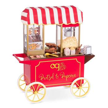 Our Generation Retro Pretzel & Popcorn Play Food Stand for 18" Dolls - Poppin' Plenty Snack Cart