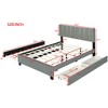Queen Size Upholstered Platform Bed with 2 Drawers and 1 Trundle, Classic Metal Strip Headboard Design 4B - ModernLuxe - 3 of 4