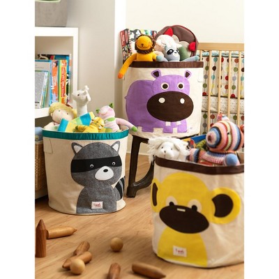 3 Sprouts UBNRAC Canvas Storage Bin Laundry and Toy Basket for Baby and Kids, Raccoon
