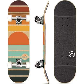 Magneto Skateboard | Maple Wood | Abec 5 Bearings | Double Kick Concave Deck | For Beginners, Teens & Adults (retro Sun) : Target Magneto Skateboard | Maple Wood | Abec 5 Bearings | Double Kick Concave Deck | For Beginners, Teens & Adults (retro Sun) : Target
