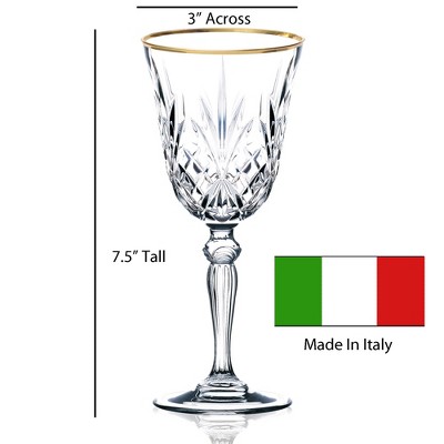 Siena 6oz Crystal Wine Glass Set with Gold Band