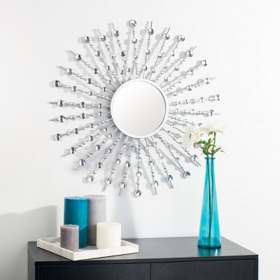 Champagne Gold Sunburst Round Wood Mirror 30.25"