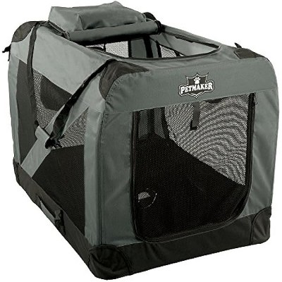 PETMAKER Portable Soft Sided Pet Crate, 16" x 12", Khaki