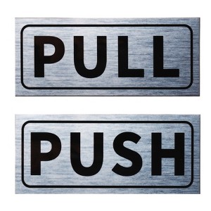 Unique Bargains PVC Self-Adhesive Waterproof Shop Horizontal Push Pull Door Sign 1 Set - 1 of 4