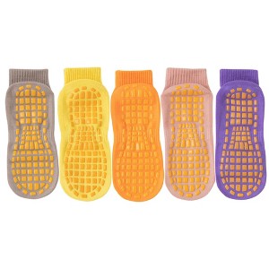 Anna-Kaci 5 Pairs Anti-Slip Grip Socks with PVC Bottom for Stability and Comfort in Multiple Color Options - 1 of 4