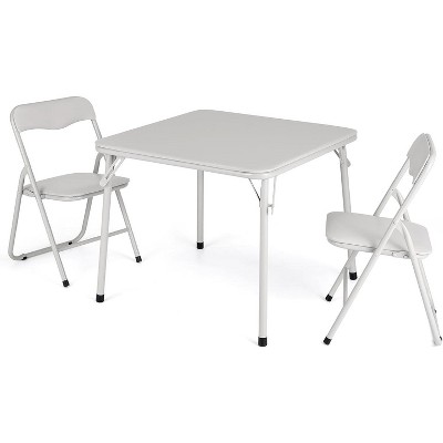 Folding Card Table and Chair Set of 5, Upholstered Foldable Table and Chair Set, Portable Metal Frame Children's Activity Table and Chairs Set