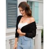 Coolmee Women's Cropped Cardigan Sweaters Lightweight 3/4 Sleeve Button Down Crochet Textured Top - 4 of 4