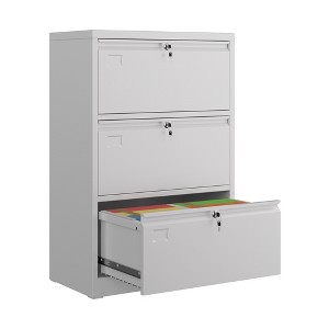 SUXXAN Metal Lateral File Cabinet, 30.24" H Lockable Files Cabinet, Ins Design Office Cabinet with 2 Drawers, Assembly Required,Black - 1 of 4