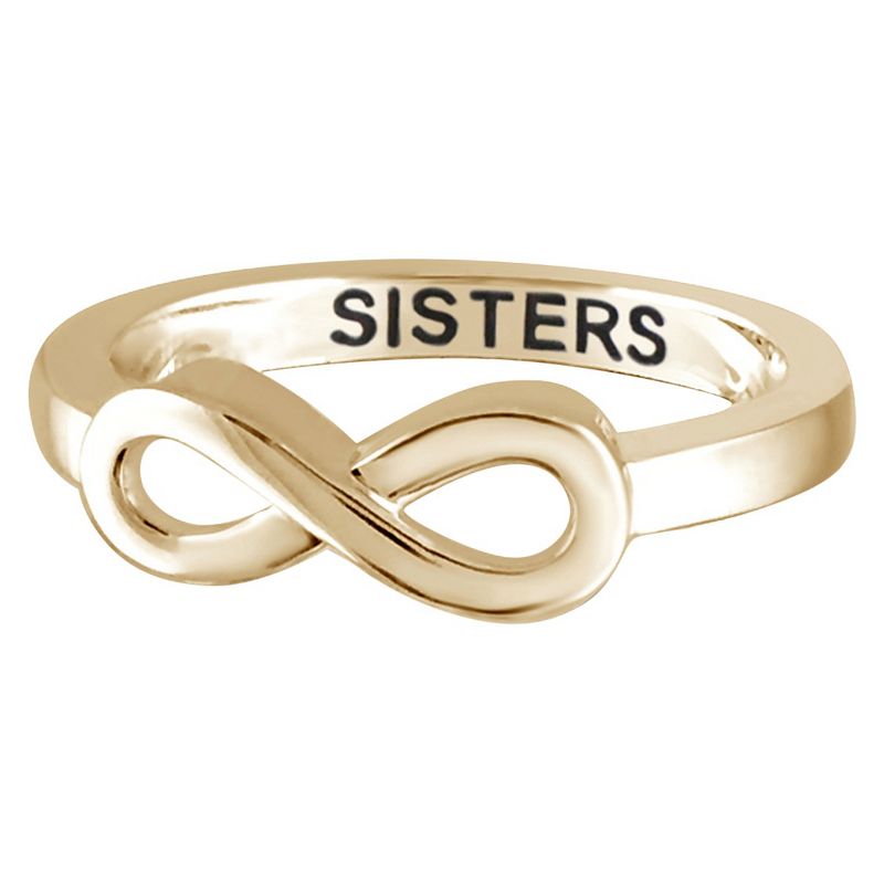 Women's Sterling Silver Elegantly Engraved Infinity Ring with "SISTERS", 1 of 2