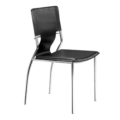 Set of 4 Contemporary Chromed Steel Dining Chair Black - ZM Home