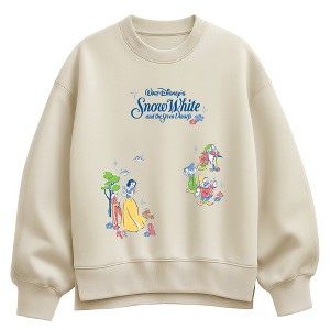 Women's Disney Princess Snow White Woodland Scene Oversized Fleece Crew ...