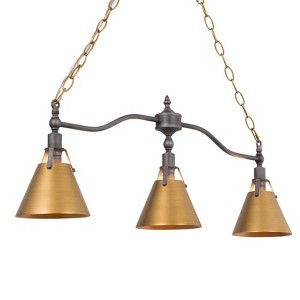 LNC Darren 3-Lights 31.5" Modern Linear Kitchen Island Pendant  Lights, Antique Brushed Gold and Gray - 1 of 4