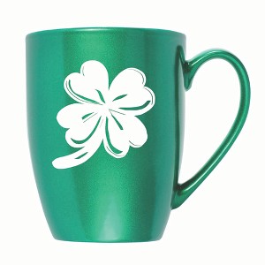 Elanze Designs Irish Four Leaf Clover 10 ounce New Bone China Coffee Tea Cup Mug, Emerald Green - 1 of 4