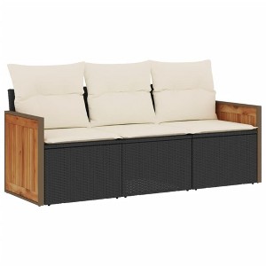 vidaXL Garden Sofa Set Black (Frame), Cream White (Cushions) - 1 of 4
