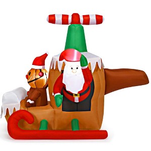 Costway 6Ft Long Inflatable Santa Claus Flying Airplane Blow Up Christmas Decoration - 1 of 4