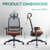 Ergonomic Office Chair, Mesh Desk Chair with High Back, Lumbar Support, Adjustable Headrest and 4D Arms, Slide Seat, Tilt Lock-Coral - 2 of 4
