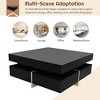 CAVINAS Coffee Tables for Living Room 2-tier Square Coffee Table Modern High Gloss Minimalist Design Center Table with Lights for Apartment - 3 of 4