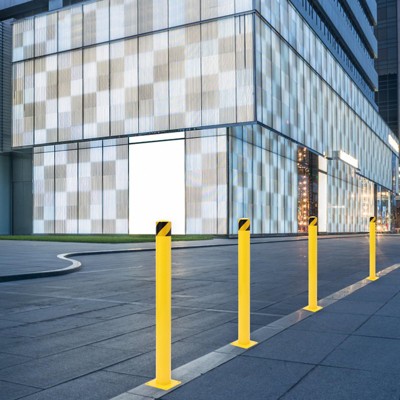 Safety Bollard2/4/6 Packs, 36/42/48 Inch Height Bollard Post, 4.5 Inches Diameter Steel Pipe, Yellow Safety Steel Bollard for Traffic-Sensitive Area