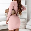 Clearlove Women's Rib Knit Button Down Midi Dress Contour Hugging Long Sleeve Bodycon Shirt Dress with Waist Definition - 2 of 4
