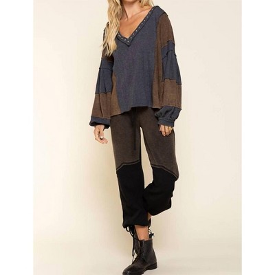 Women's Stud Detail Balloon Sleeve Top - POL