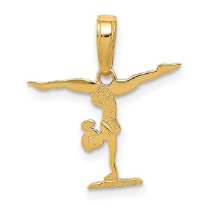 Black Bow Jewelry 14k Yellow Gold 16mm Polished Gymnastics Pendant - 1 of 4