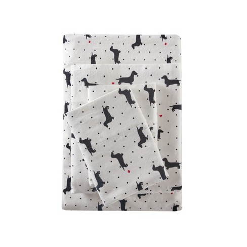 Flannel Print Sheet Set (Queen) Dogs Black & White : Target