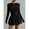 Women's Slim - Fit Long Sleeve Dress, Flared Puff Skirt Bodycon Mini Dress for Casual & Party Wear - 4 of 4