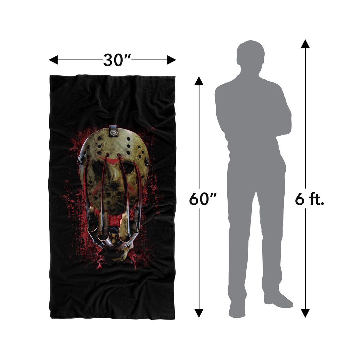 Freddy Vs Jason Mask And Claws 30" x 60" Beach Towel - thumbnail 5