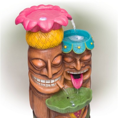 Colorful Tiki Head Polyresin Outdoor Fountain with LED Lights