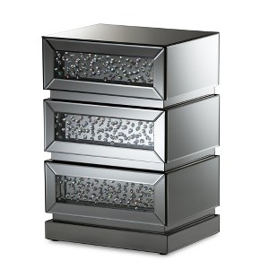 Sabrina Hollywood Regency Glamour Style Mirrored 3 - Drawer Nightstand - Baxton Studio - 1 of 4