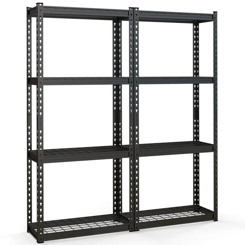 Costway 1/2/3/4 PCS 4-Tier Metal Shelving Unit Heavy Duty Wire Storage Rack with Anti-slip Foot Pads Black, 1 of 11