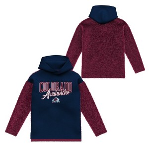 NHL Colorado Avalanche Girls' Faux Fur Long Sleeve Hooded Sweatshirt - 1 of 3